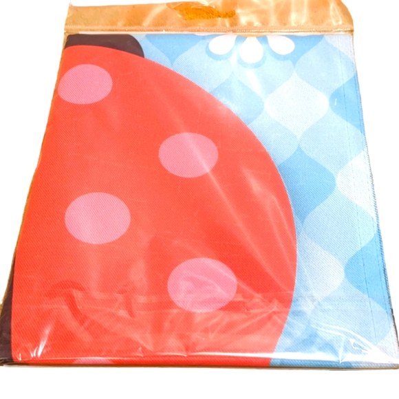 Wincraft 2 Sided Welcome Floral Ladybug Blue Red & Pink Small Garden Flag - Picture 2 of 4